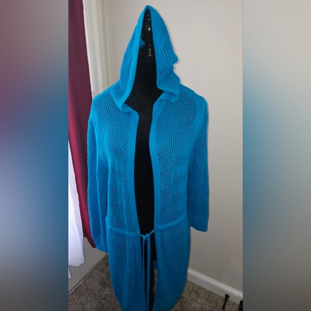 CJ Banks 1X Womens Plus Size Swimwear Hooded Cover Up